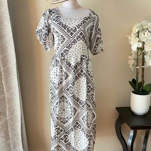 Diamond Printed black stripe mini dress- New